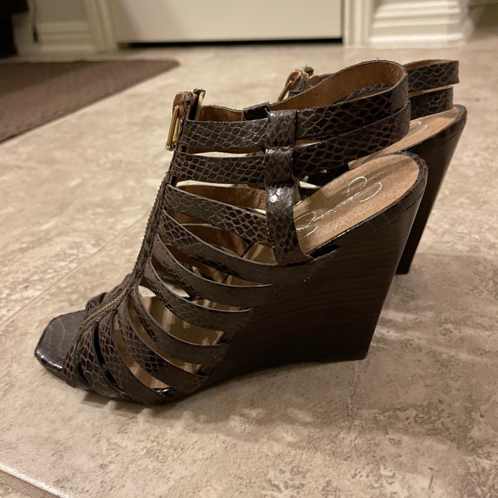 Jessica‎ Simpson Brown wedge sandals